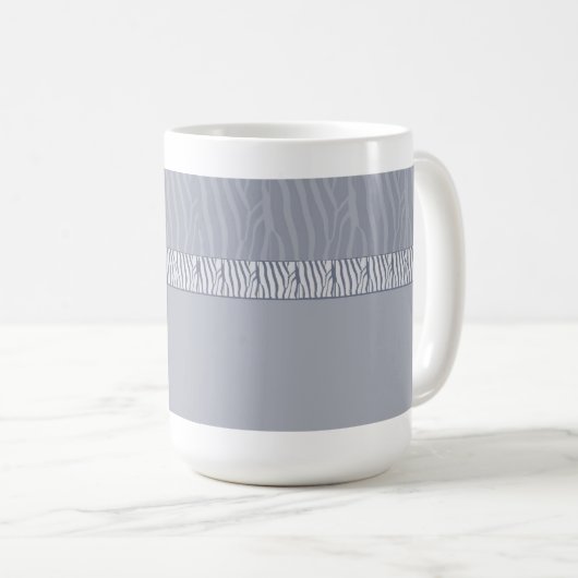 Silver Gray Zebra Fur Print Kaffeetasse (VorderseiteRechts)