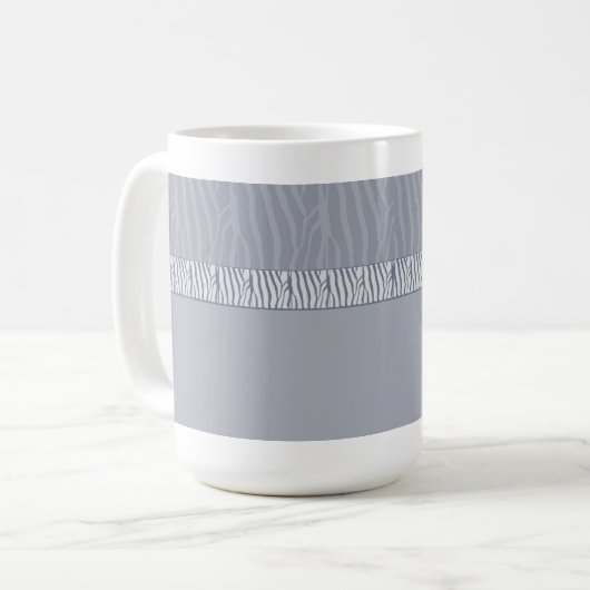 Silver Gray Zebra Fur Print Kaffeetasse (Vorderseite Links)