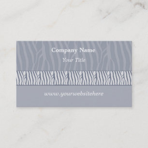 Silver Gray Zebra Print Business Card Visitenkarte