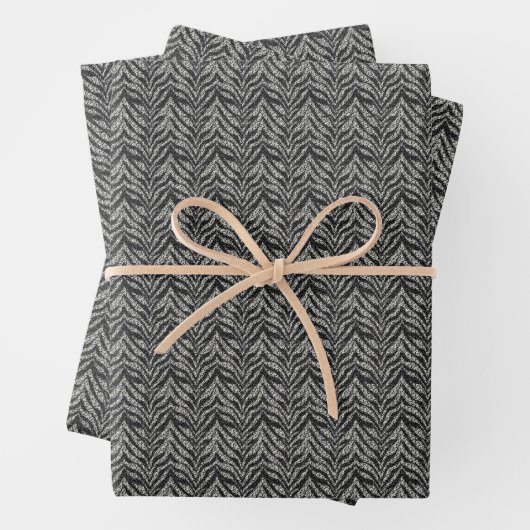 Silver Gray Zebra Stripes Muster Geschenkpapier Set (Beispiel)