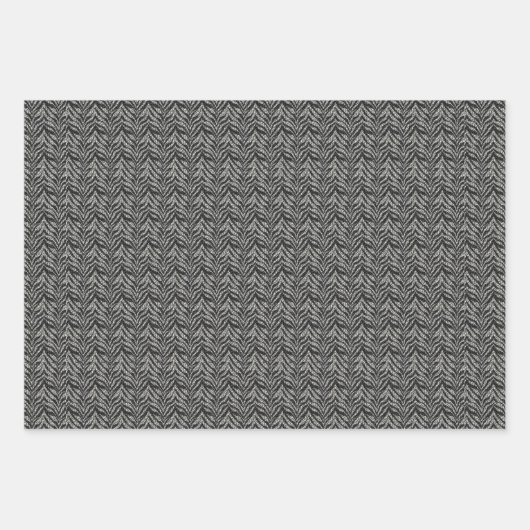 Silver Gray Zebra Stripes Muster Geschenkpapier Set (Vorderseite)