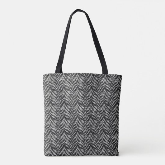 Silver Gray Zebra Stripes Muster Tasche (Rückseite)