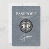 Silver Greece Passport Save the Date Card (Vorderseite)