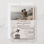 Silver Greece Passport Wedding Einladung (Vorderseite)