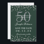 Silver Green 50. Geburtstag Save the Date Confetti Einladung<br><div class="desc">Elegantes "50th Birthday Party" Design mit Imitats Glitzer Konfetti und Details Text. Einfach zu bedienen und leicht zu personalisieren. Bestelle noch heute!</div>