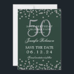 Silver Green 50. Geburtstag Save the Date Confetti Einladung<br><div class="desc">Elegantes "50th Birthday Party" Design mit Imitats Glitzer Konfetti und Details Text. Einfach zu bedienen und leicht zu personalisieren. Bestelle noch heute!</div>