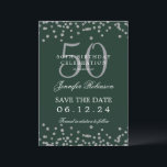 Silver Green 50. Geburtstag Save the Date & Detail Einladung<br><div class="desc">Elegantes "50th Birthday Party" Design mit Imitats Glitzer Konfetti & Details Text. Einfach zu bedienen und leicht zu personalisieren. Bestelle noch heute!</div>