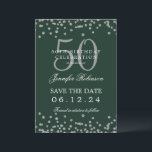 Silver Green 50. Geburtstag Save the Date & Detail Einladung<br><div class="desc">Elegantes "50th Birthday Party" Design mit Imitats Glitzer Konfetti & Details Text. Einfach zu bedienen und leicht zu personalisieren. Bestelle noch heute!</div>