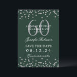 Silver Green 60. Geburtstag Rett Daten Einladung<br><div class="desc">Elegantes "60th Birthday Party" Design mit Imitats Glitzer Konfetti & Details Text. Einfach zu bedienen und leicht zu personalisieren. Bestelle noch heute!</div>