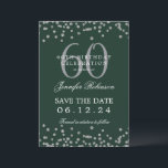 Silver Green 60. Geburtstag Rett Datum Confetti Einladung<br><div class="desc">Elegantes "60th Birthday Party" Design mit Imitats Glitzer Konfetti und Details Text. Einfach zu bedienen und leicht zu personalisieren. Bestelle noch heute!</div>