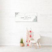 Silver Green Branches Baby Shower Banner (Insitu)