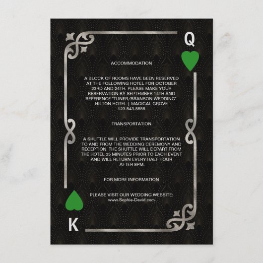 Silver Green Casino Vegas Poker Hochzeiten Details Begleitkarte (Vorderseite)