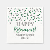 Silver Green Confetti Happy Retirement Serviette (Vorderseite)