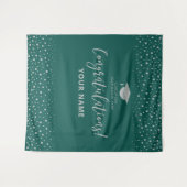 Silver & Green Congratulation Abschluss Tapestry Wandteppich (Vorderseite (Horizontal))