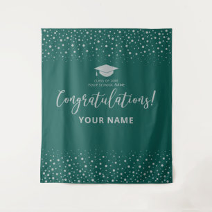 Silver & Green Congratulation Abschluss Tapestry Wandteppich