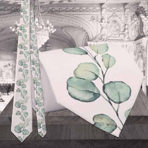 Silver Green Eucalyptus Greenerity Wedding Blush Krawatte