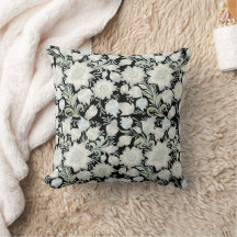 Silver Green Floral Throw Kissen