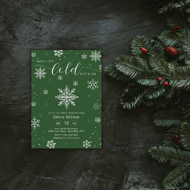 Silver Green Magical Winter Snowflake Baby Shower  Einladung