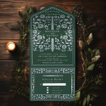 Silver Green Royal Medieval Sword Wedding All In One Einladung<br><div class="desc">Feiern Sie Ihren besonderen Tag mit diesem königlich-mittelalterlichen Schwert Hochzeitsdesign. Das Design auf der Rückseite des Einladens ist KEINE echte Goldfolie. Sie können dies durch einen Klick auf "PERSONALISIEREN" weiter anpassen.</div>