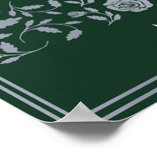 Silver Green Royal Medieval Sword Wedding Willkomm Poster (Ecke)