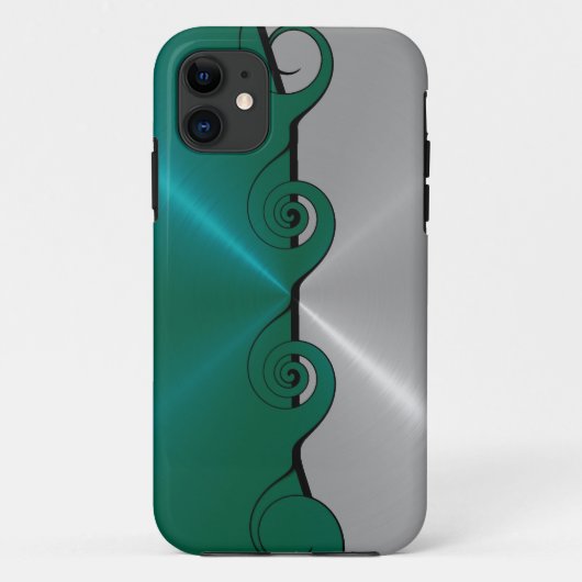 Silver Green Stainless Metallic Swirl Muster Case-Mate iPhone Hülle (Rückseite)