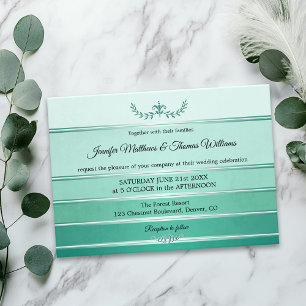 Silver Green Striped Ton sur Ton Wedding Einladung