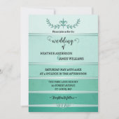 Silver Green Striped Tone on Tone Wedding Einladung (Vorderseite)