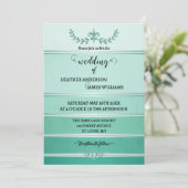 Silver Green Striped Tone on Tone Wedding Einladung (Stehend Vorderseite)