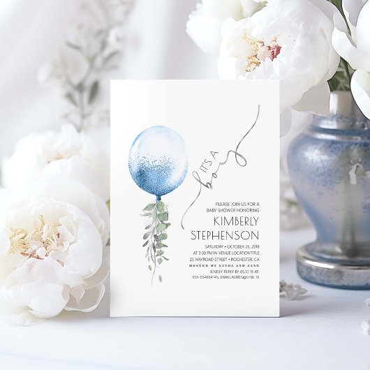 Silver Green und Blue Balloon Baby Shower Invit Einladung
