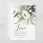 Silver Green Winter Floral Christlich Bible Weddin Einladung (Rückseite)