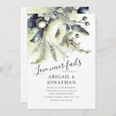 Silver Green Winter Floral Christlich Bible Weddin Einladung (Vorne/Hinten)