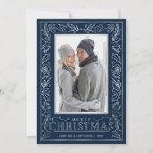 Silver Greenery Weihnachts-Foto Feiertagskarte (Vorderseite)