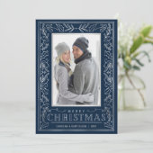 Silver Greenery Weihnachts-Foto Feiertagskarte (Stehend Vorderseite)