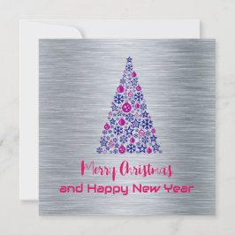 Silver greeting card Merry Christmas New Year Feiertagskarte