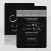 Silver Grey and Black Damask Wedding Template V07 Einladung (Vorne/Hinten)