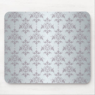 Silver Grey Bale Damask Muster Mousepad