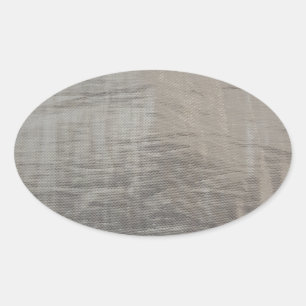 Silver Grey Foiled Fabric Look Ovaler Aufkleber