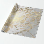 Silver Grey Foxier Gold Marmor Shiny Metallic VIP Geschenkpapier (Ungerollt)
