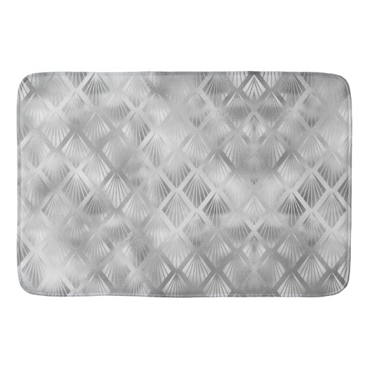 Silver Grey Geometric Abstrakt Bath Mat Badematte (Vorderseite)