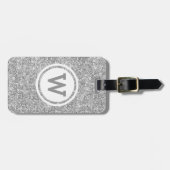 Silver Grey Glitzer Circle Monogram Gepäckanhänger (Vorderseite horizontal)