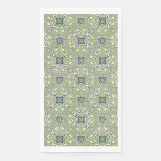 Silver Grey Green Blue Metallic Filigree Muster Serviette (Vorderseite)
