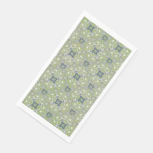 Silver Grey Green Blue Metallic Filigree Muster Serviette (Ecke)