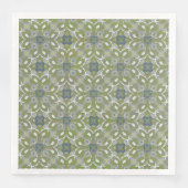 Silver Grey Green Blue Metallic Filigree Muster Serviette (Vorderseite)
