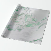 Silver Grey Green Emerald Mint Marble Shiny Glam Geschenkpapier (Ungerollt)