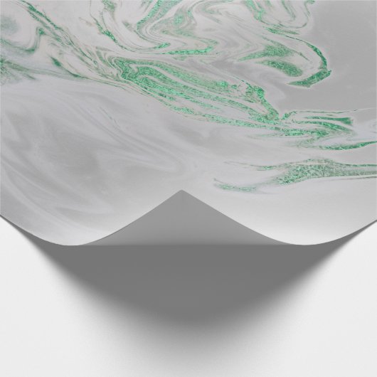 Silver Grey Green Emerald Mint Marble Shiny Glam Geschenkpapier (Ecke)