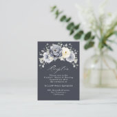 Silver Grey Ivory Floral Winter Rustic Wedding Enc Begleitkarte (Stehend Vorderseite)