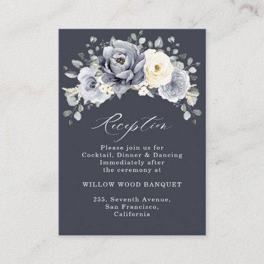 Silver Grey Ivory Floral Winter Rustic Wedding Enc Begleitkarte (Vorderseite)