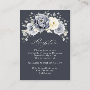 Silver Grey Ivory Floral Winter Rustic Wedding Enc Begleitkarte