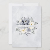 Silver Grey Ivory Floral Winter Rustic Wedding Inv Einladung (Rückseite)