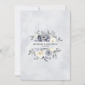 Silver Grey Ivory Floral Winter Rustic Wedding Inv Einladung (Rückseite)